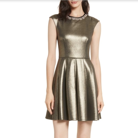 🍒NWT🍒 TED BAKER BEJEWELED FIT & FLARE DRE - Picture 5 of 11